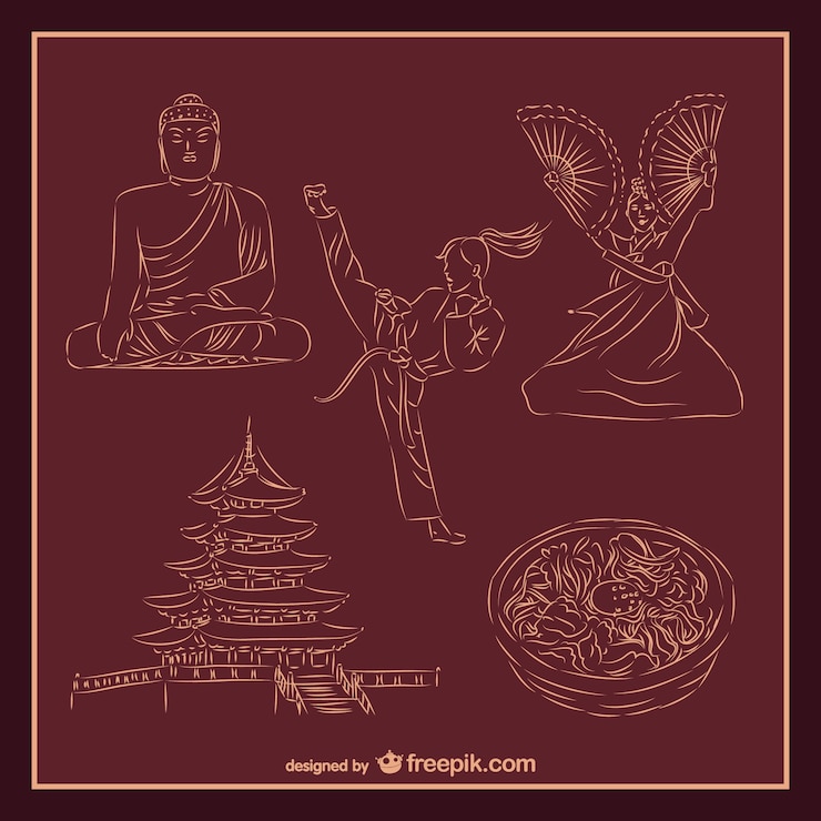 Vector Gratis budaya asia dan seni bela diri