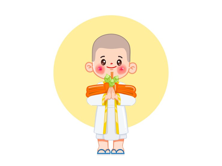 Vector Gratis buddhist naga ordination ceremony cartoon vector illustration premium