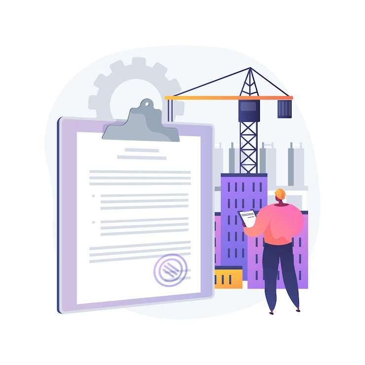 Vector Gratis building industry license abstract concept   illustration. local builder registration, technical qualification, quality and reputation, construction career, assessment  