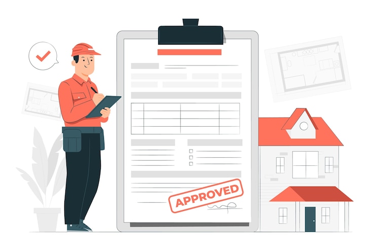 Vector Gratis building permit concept illustration