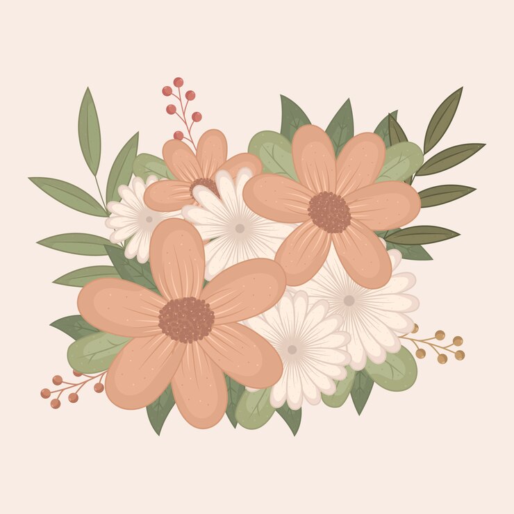 Vector Gratis buket bunga floral vintage penuh warna
