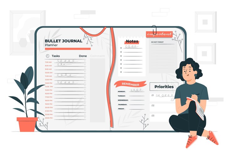 Vector Gratis bullet journal concept illustration