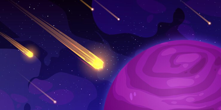 Vector Gratis burning asteroids flying in outer space