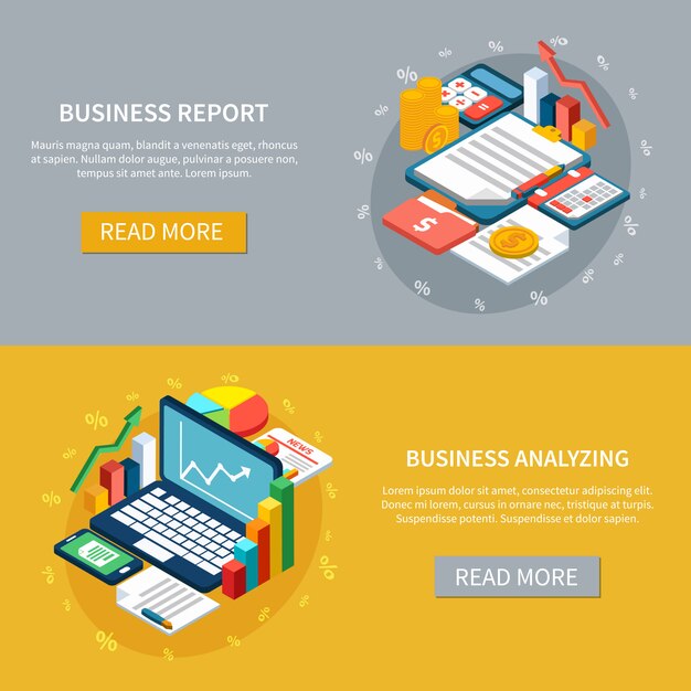 business analytics banners set