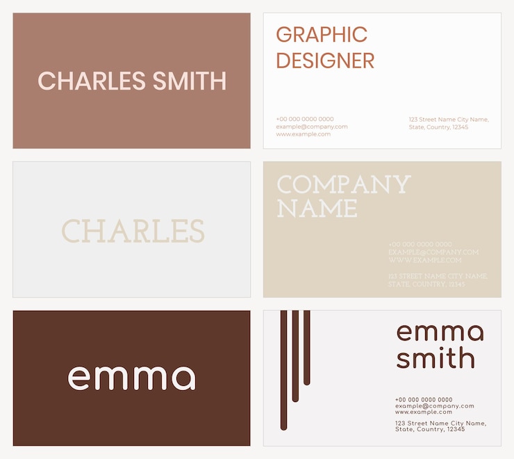 Vector Gratis business card template in brown tone flatlay