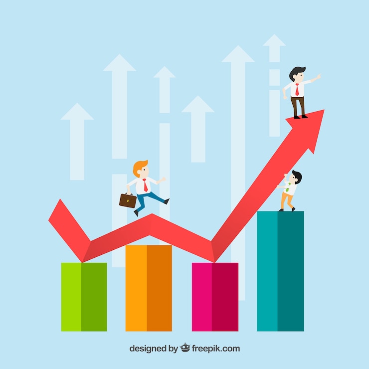 Vector Gratis business concept with arrow and bars