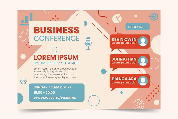 Vector Gratis business conference webinar banner invitation template