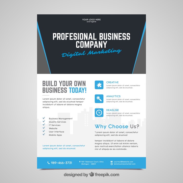 Vector Gratis business flyer template with flat design