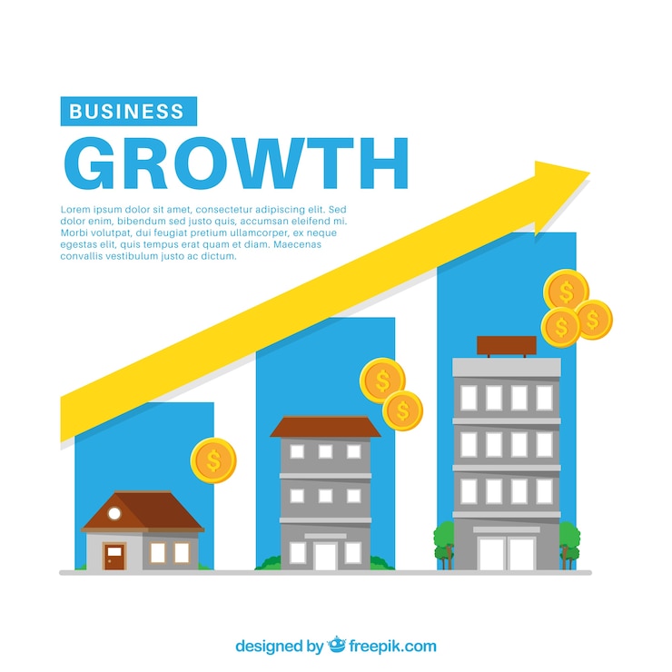 Vector Gratis business growth concept with buildings