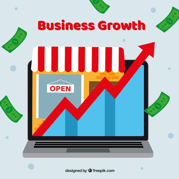 Vector Gratis business growth concept with computer
