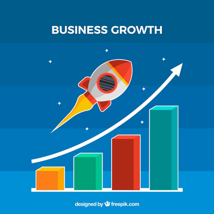 Vector Gratis business growth concept with rocket