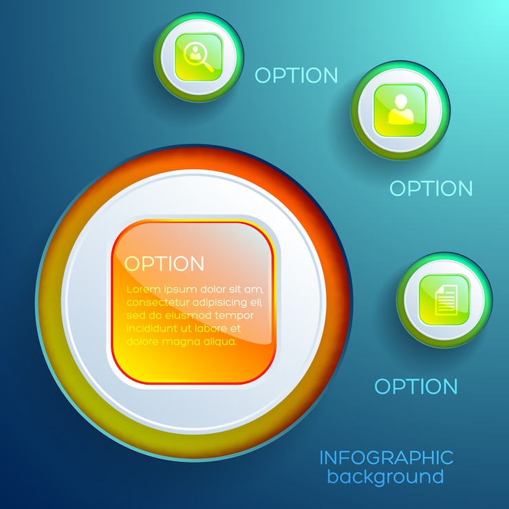 Vector Gratis business infographic design concept with colorful glossy web elements and icons isolated