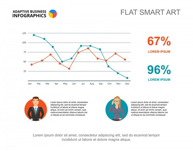 business infographics with line chart and businesspeople icons. 