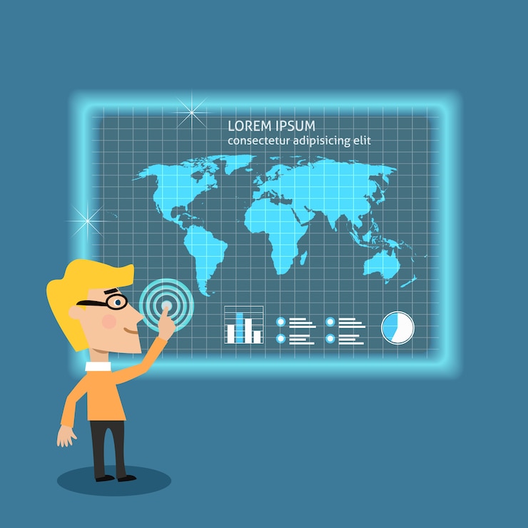 Vector Gratis business man analysing big data