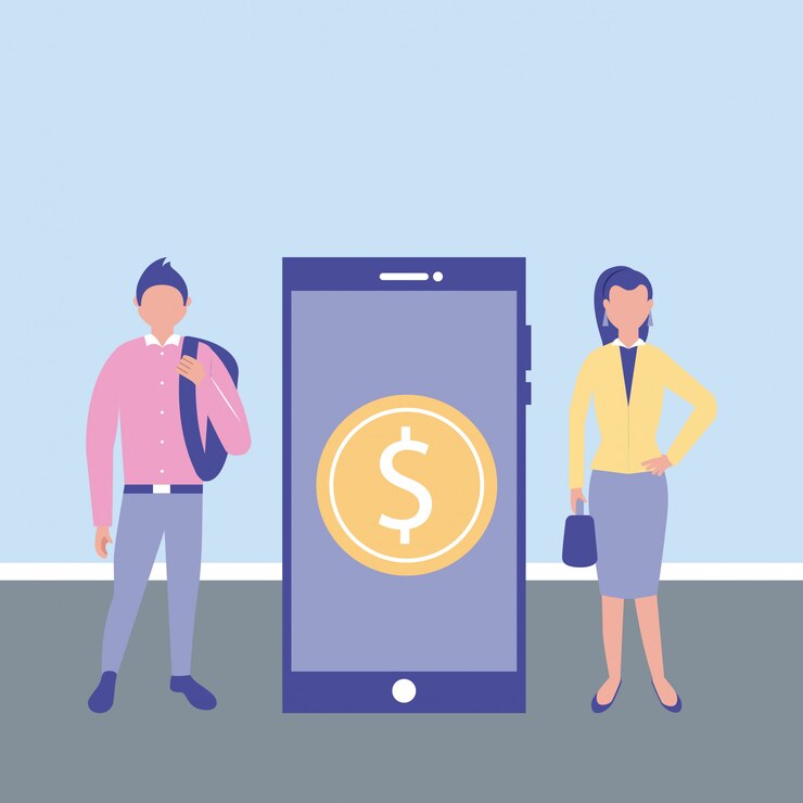 Vector Gratis business people with smartphone