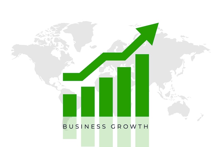 Vector Gratis business share market growth green arrow background