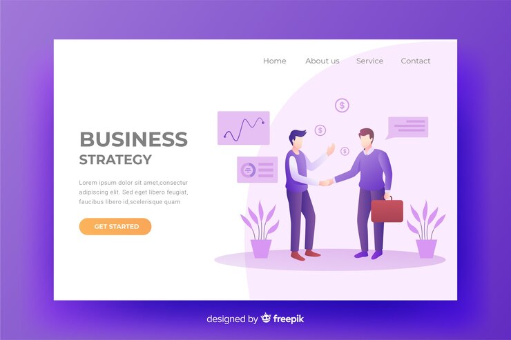 Vector Gratis business strategy landing page with flat design