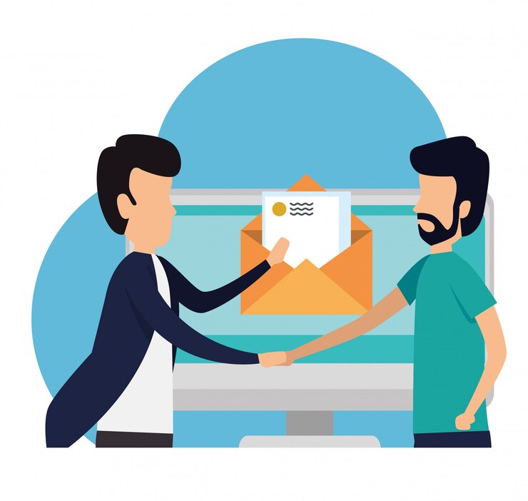 Vector Gratis business teamwork with letter computer message