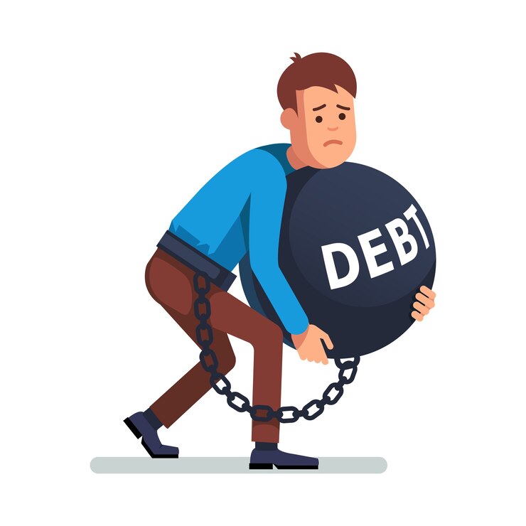 Vector Gratis businessman chained to debts