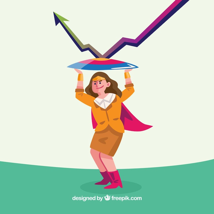 Vector Gratis businesswoman disguised as superhero with shield
