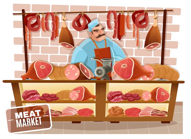Vector Gratis butcher cartoon illustration 