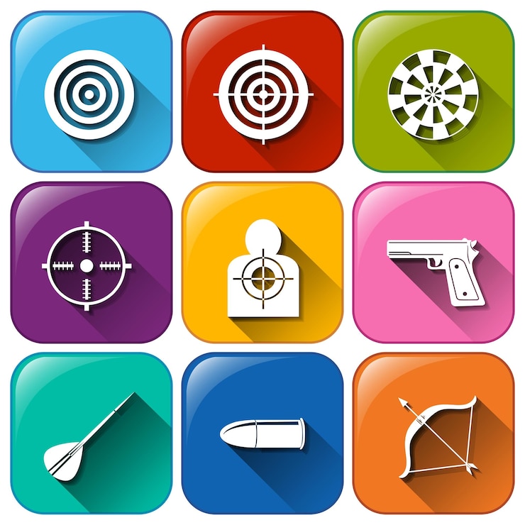 Vector Gratis buttons with the different sports that requires target