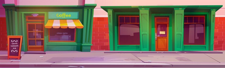 Vector Gratis cafe shop street exterior vector city storefront