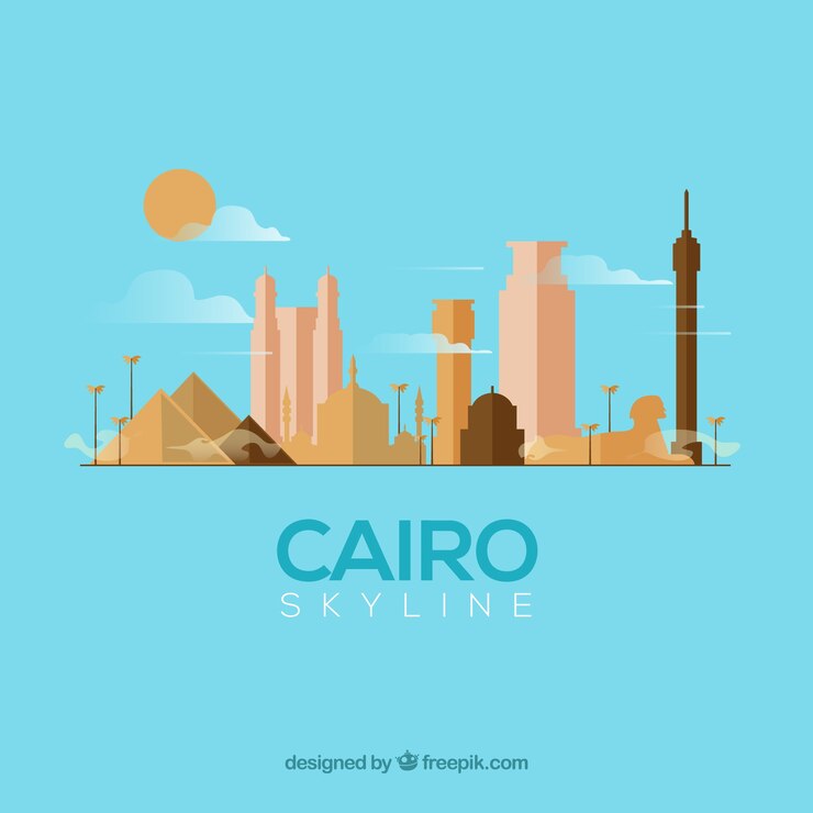 Vector Gratis cakrawala kairo yang elegan dengan desain datar