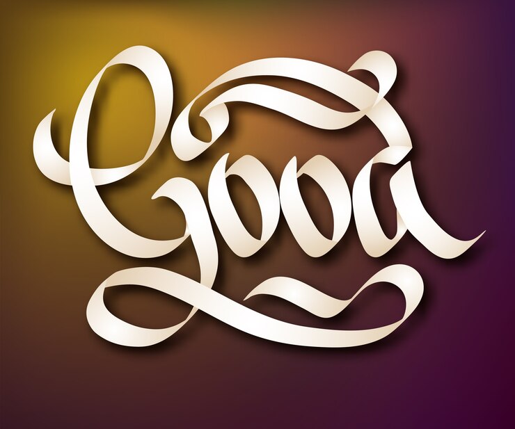 Vector Gratis calligraphic inscription design concept with elegant beautiful good ribbon word on blurred illustration