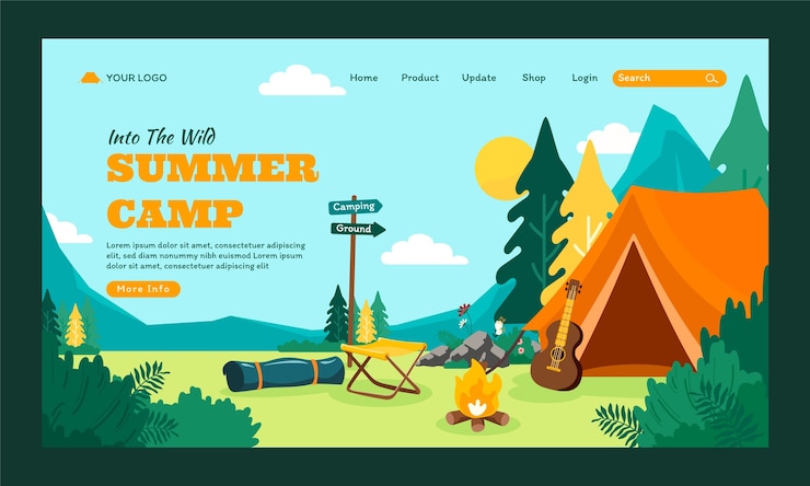Vector Gratis camping adventure landing page