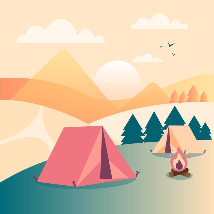 Vector Gratis camping area landscape