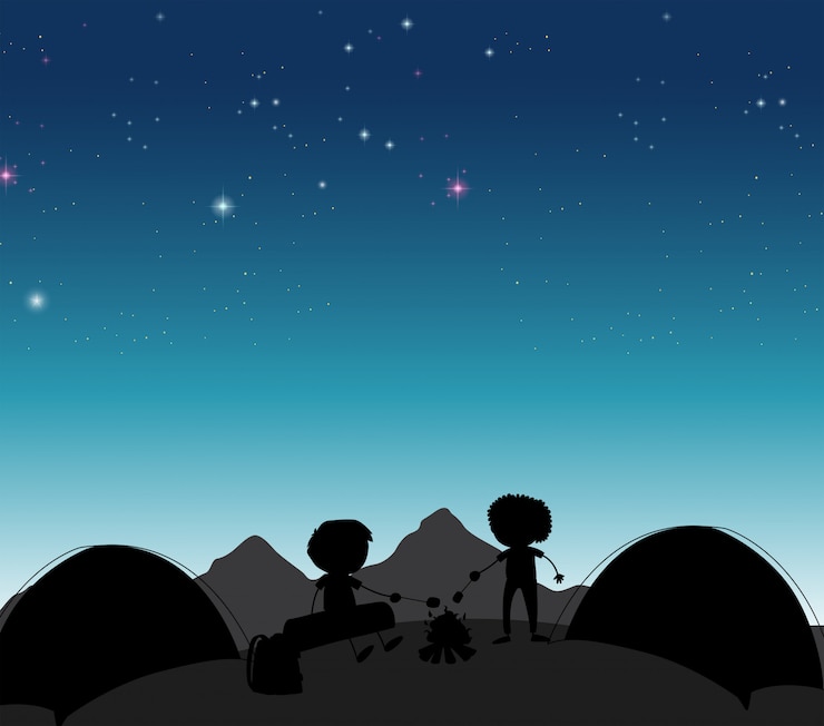 Vector Gratis camping at the night