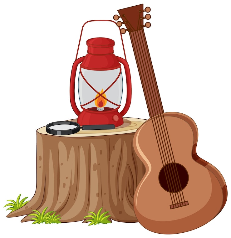Vector Gratis camping tools on white background