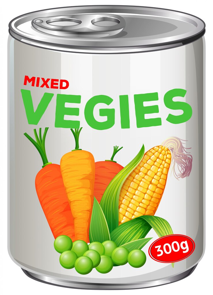 Vector Gratis can of mixed vegies