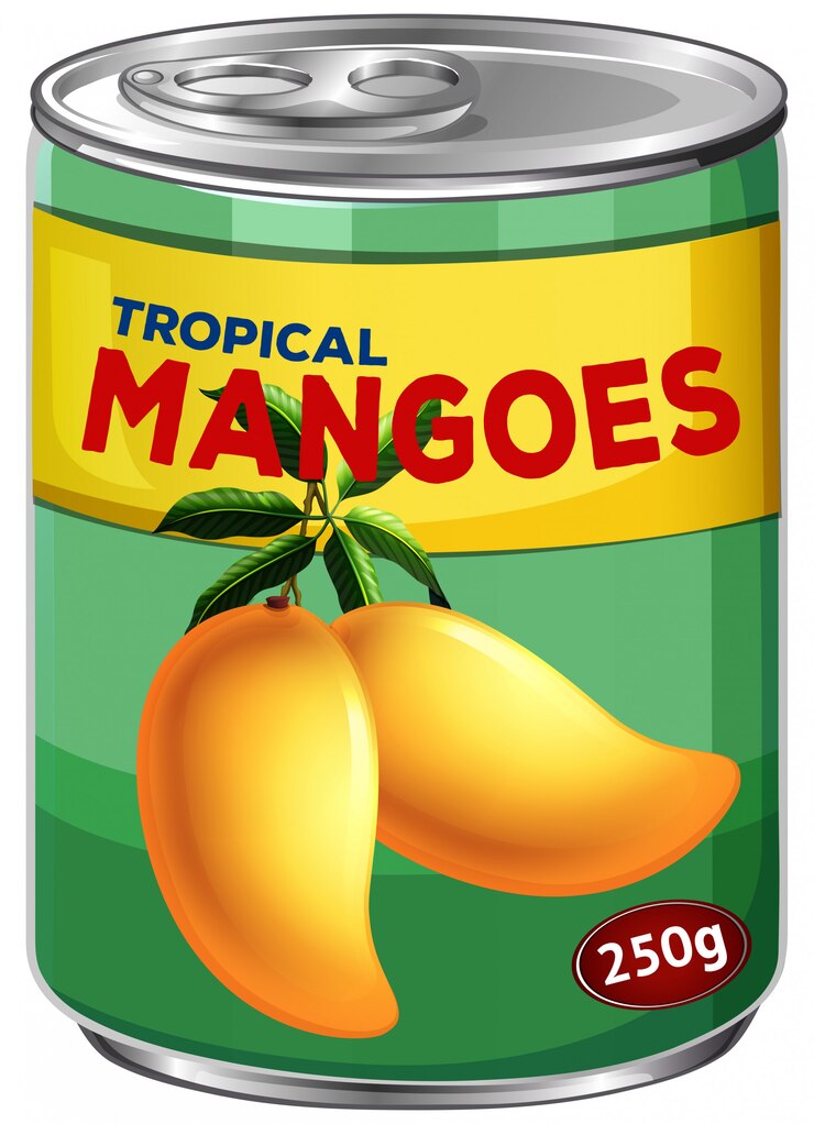 Vector Gratis can of tropical mangoes