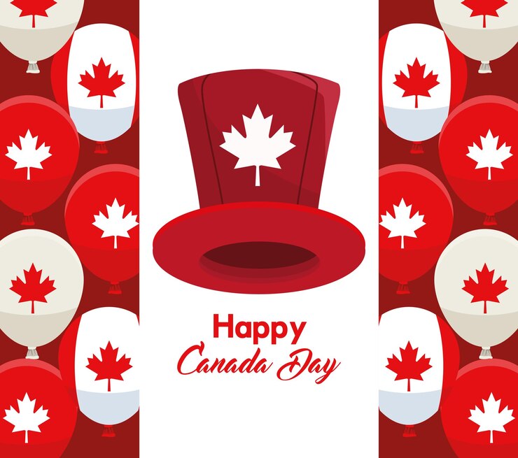 Vector Gratis canada day lettering card with tophat