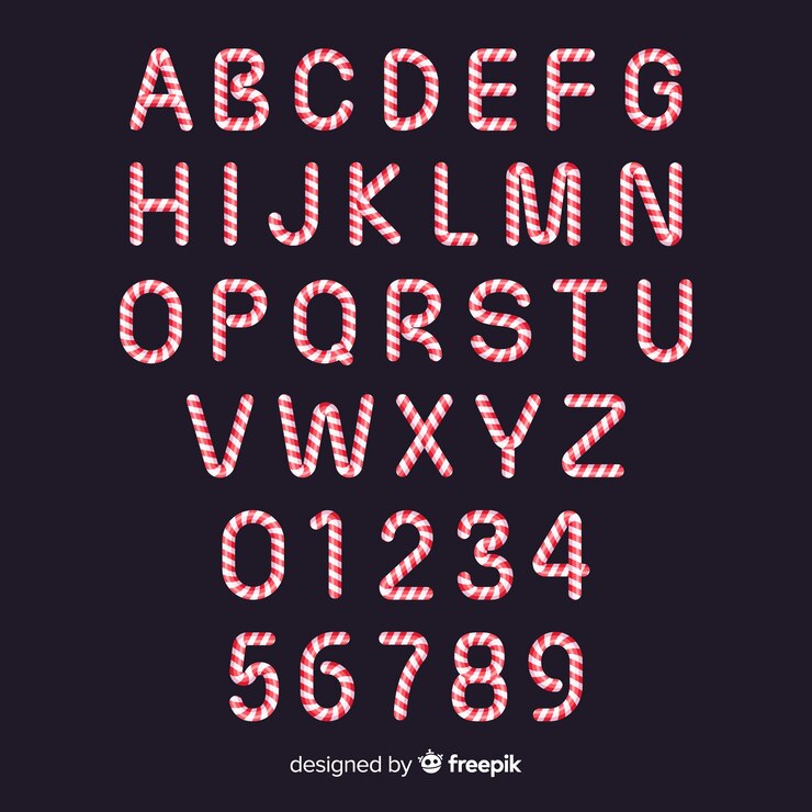 Vector Gratis candy cane christmas alphabet pack