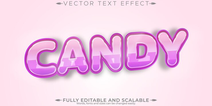 Vector Gratis candy text effect editable cake and sweet text style