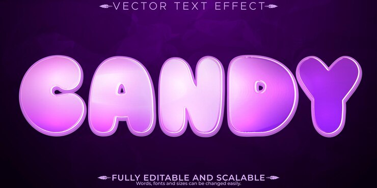 Vector Gratis candy text effect editable sweets and sugary customizable font style
