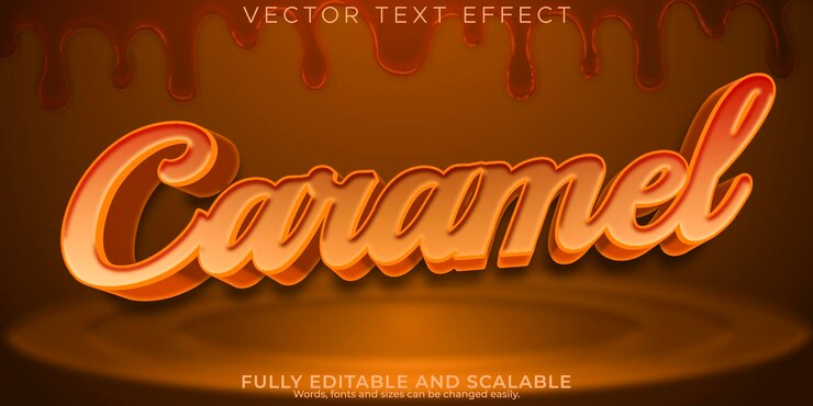 Vector Gratis caramel text effect editable sweet and dessert text style