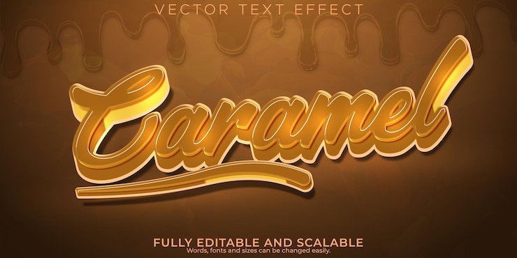 Vector Gratis caramel text effect editable syrup and sugar text style
