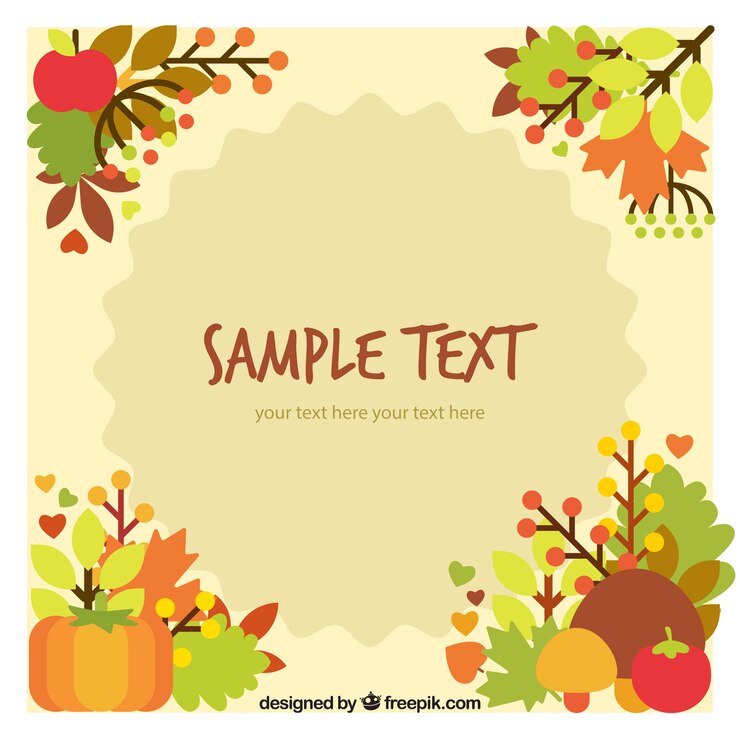 Vector Gratis card with natural autumn ornaments 