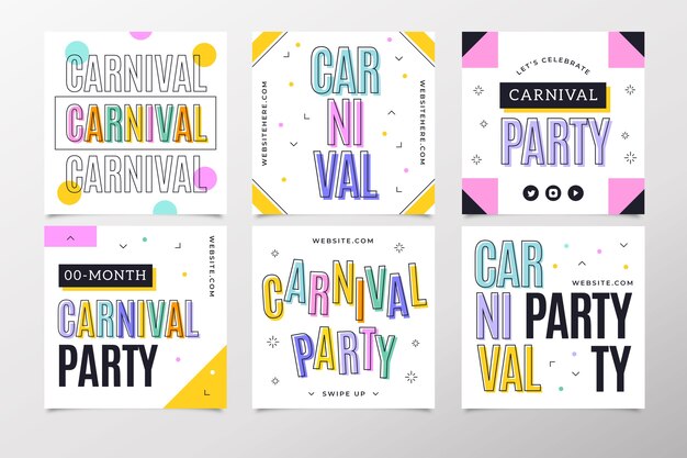 Carnival party instagram post set