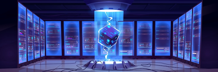 Vector Gratis  cartoon bigdata processing center