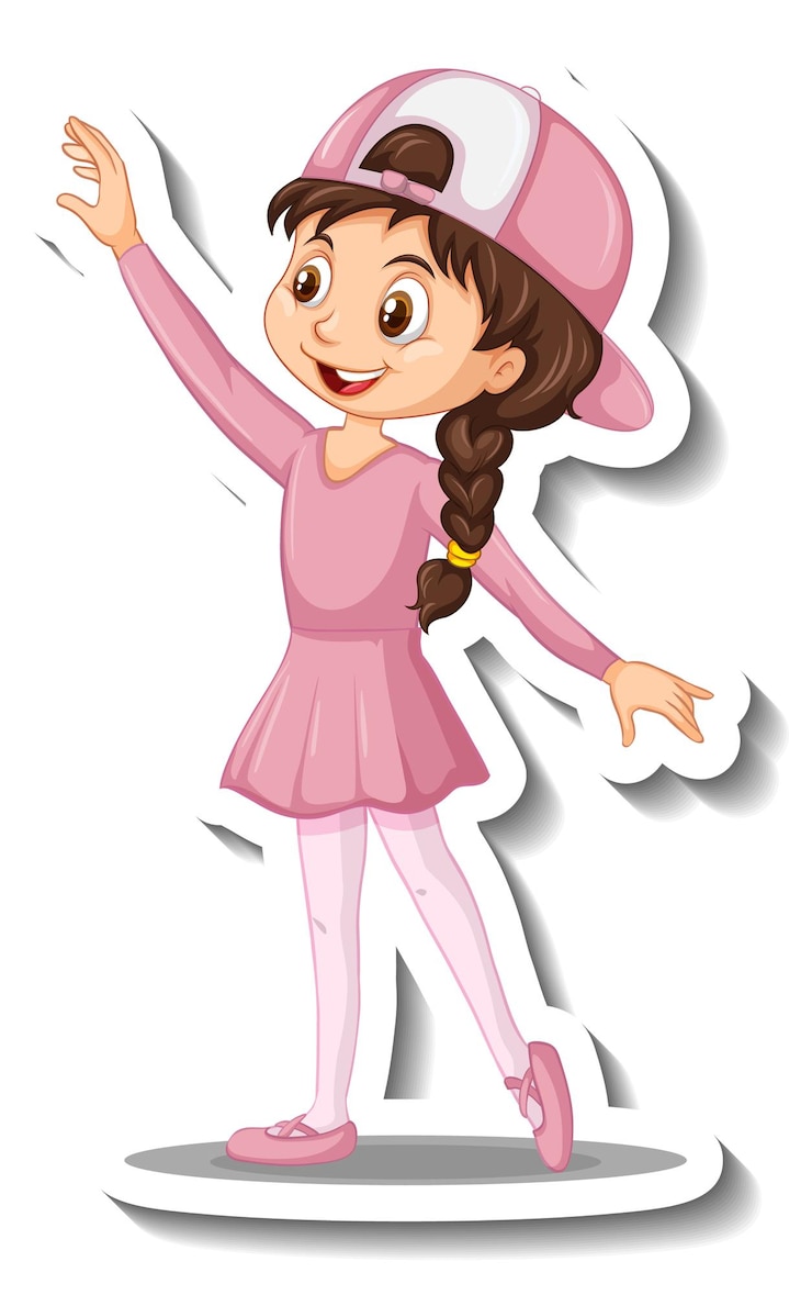 Vector Gratis cartoon character sticker with a girl dance ballet