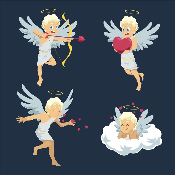 Vector Gratis cartoon cupid character pack