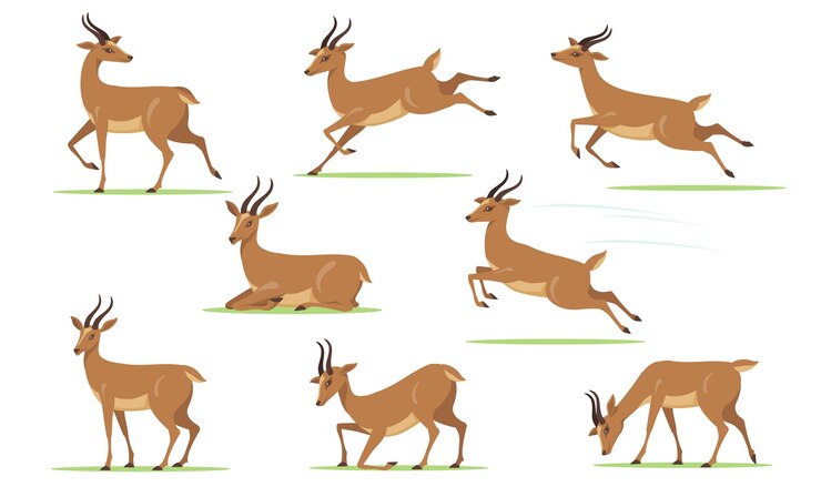 Vector Gratis cartoon gazelle set