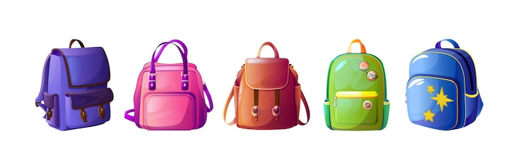 Vector Gratis cartoon set of backpacks isolated on white