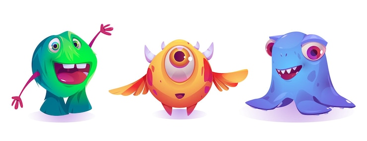 Vector Gratis cartoon set of funny baby monsters
