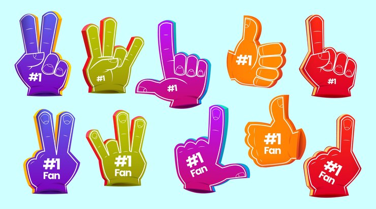 Vector Gratis cartoon sport foam fingers collection